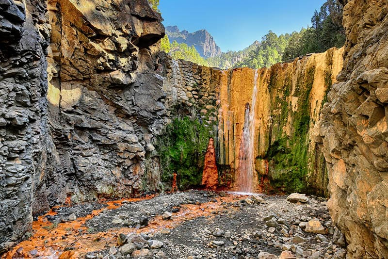 Waterfall Cascada de Colores at La Palma (Canary Islands) - HDR image