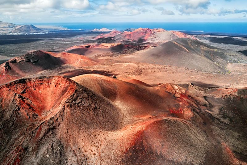 Volcanic landscape panorama, Timanfaya National Park, Lanzarote, Canary Islands, Spain