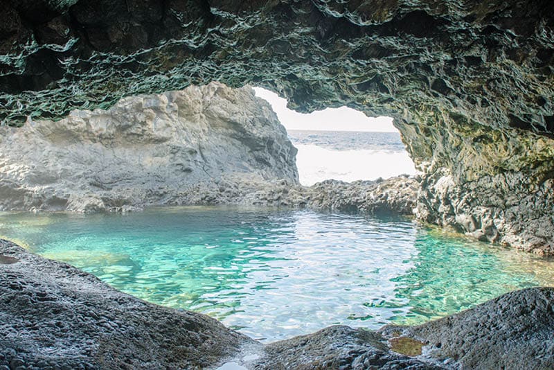 Charco Azul, Blue Pool, a natural pool with turquoise water in El Hierro, Canary islands, Spain.