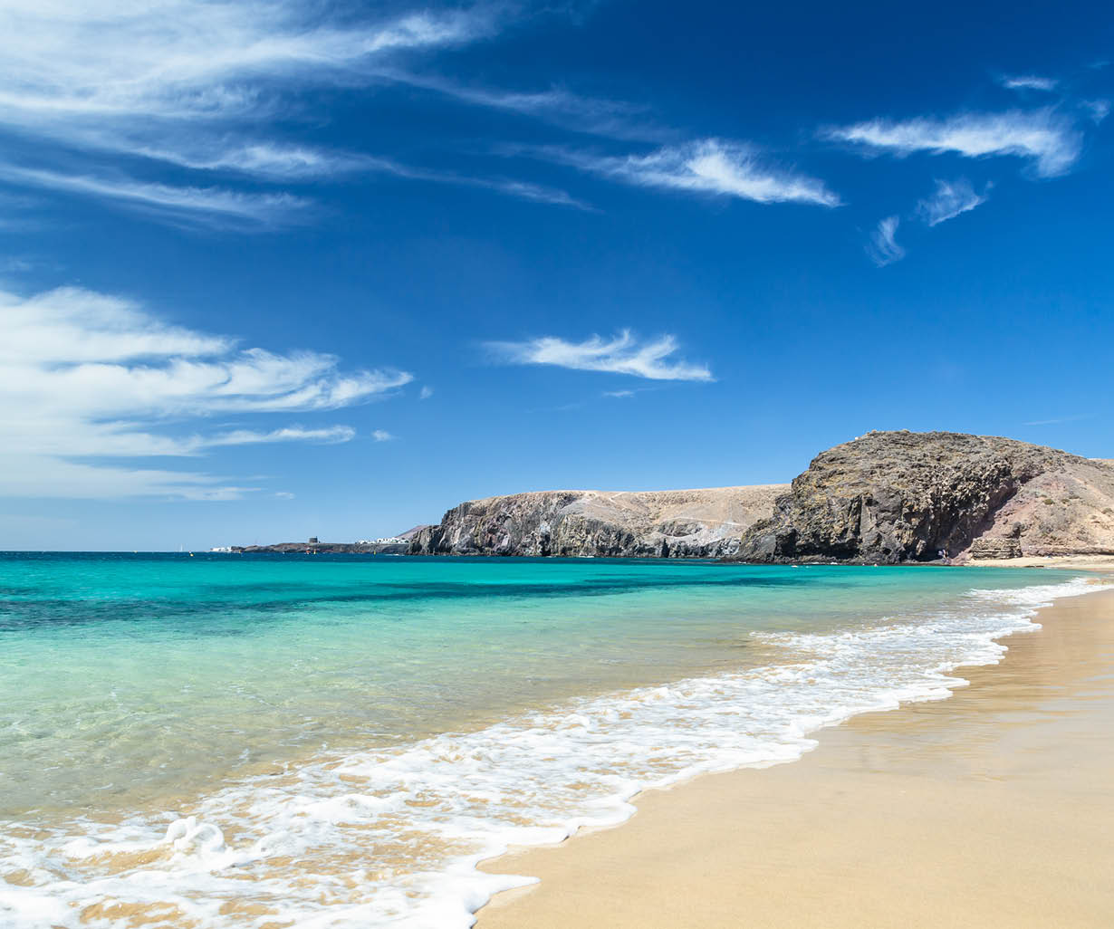 Papagayo, turquoise water beach in Lanzarote, Canary Islands, Spain