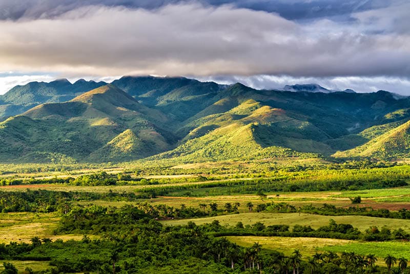 Valle de los Ingenios (Valley sugar mills) in Cuba, a famous tourist destination and a major sugarcane growing area. Trinidad 